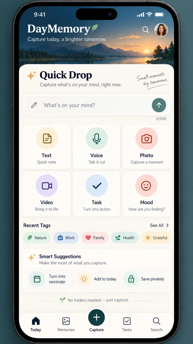 DayMemory Quick Drop app screen